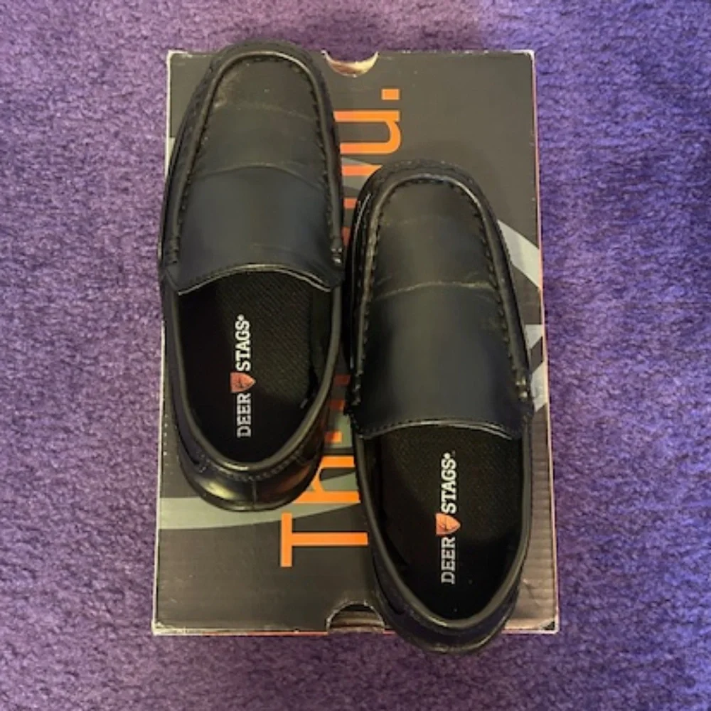 Deer Stags Boys Black Loafers -Size 13